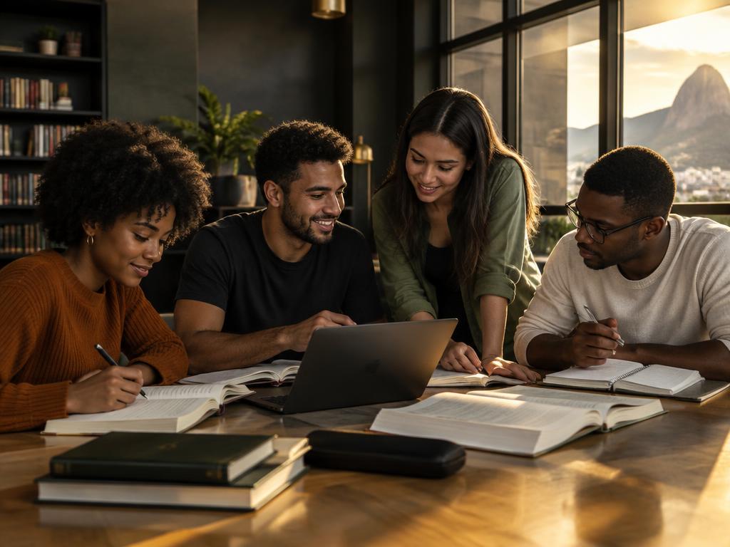 Estudantes reunidos em preparação