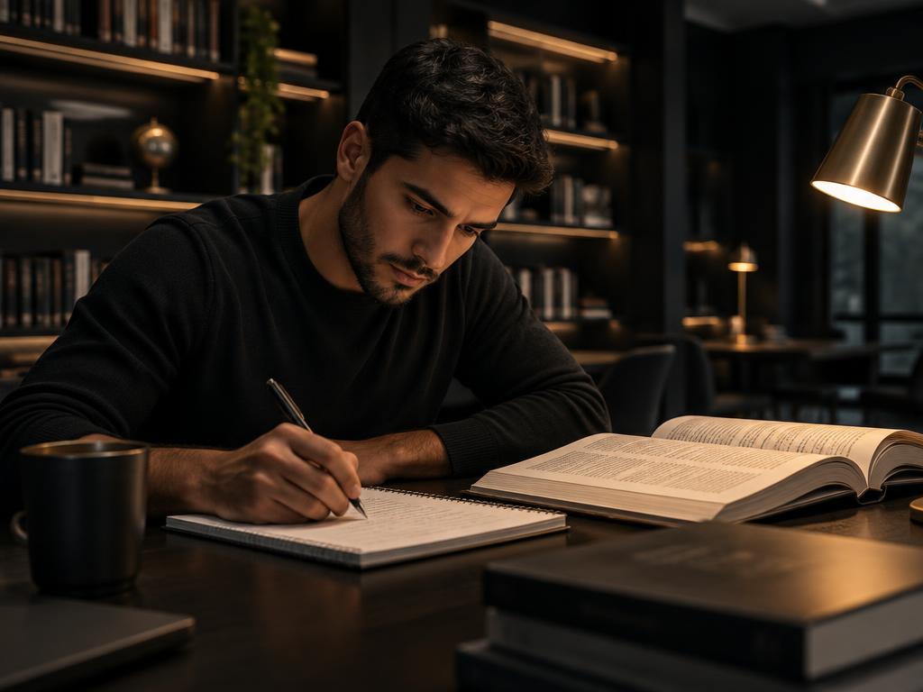 Estudante seguindo um plano de preparação